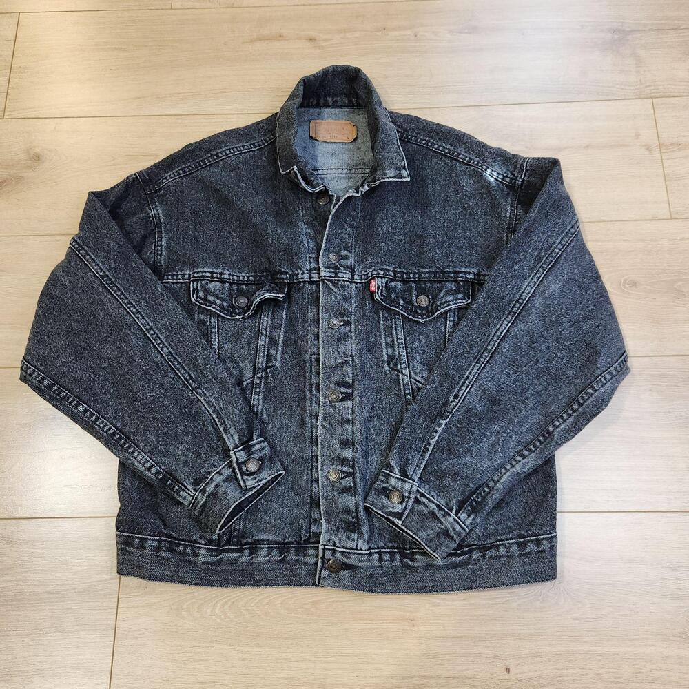 Vintage Levis 70507 Black Denim Jacket L USA Nirvana Teen Spirit Hand Painted 90